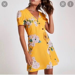 River Island Yellow Floral Dress 12